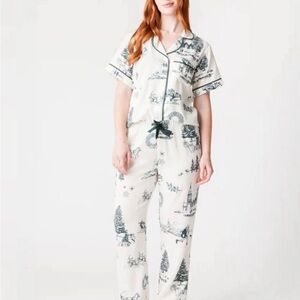 Katie Klime Toile Christmas PJ set in green (S)